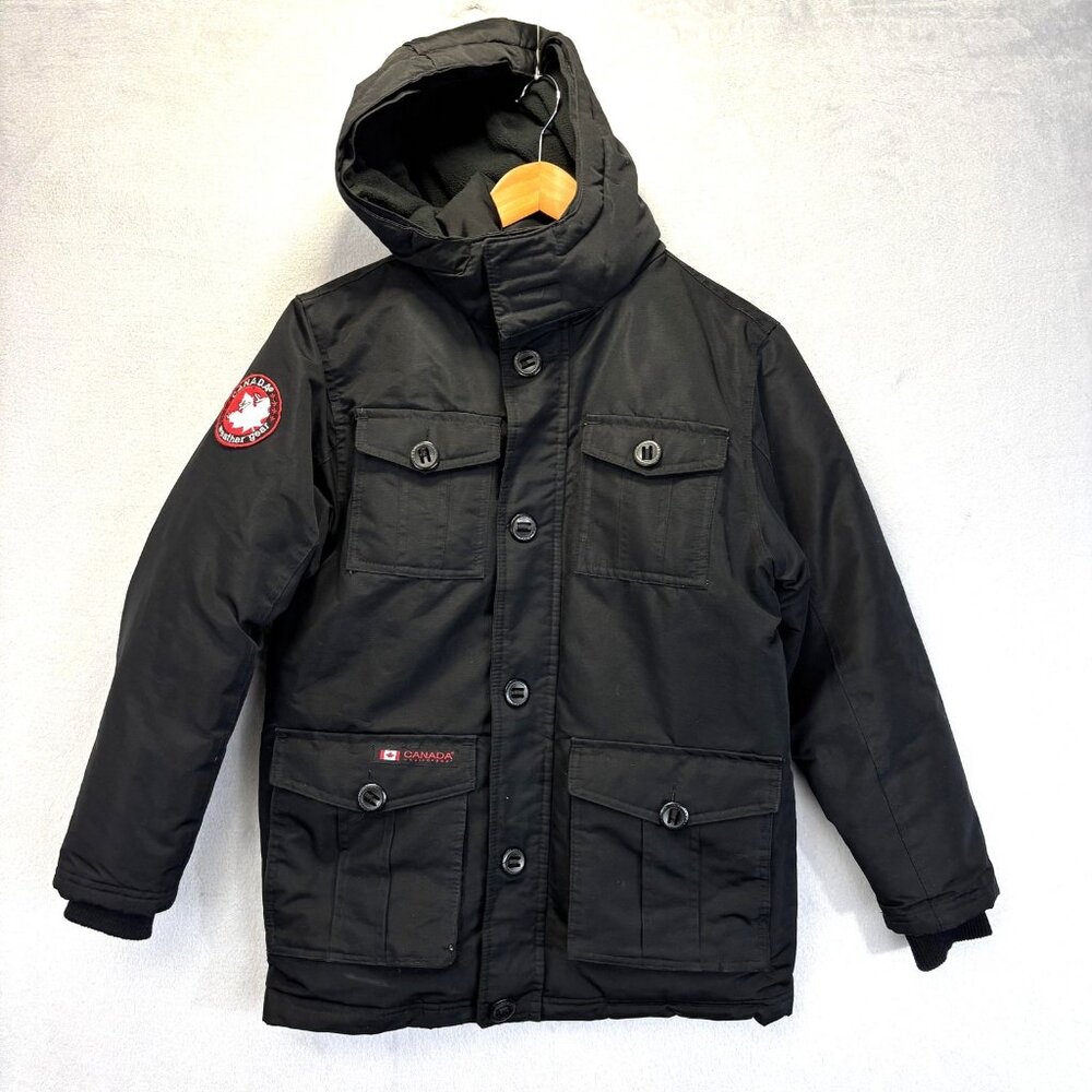 Canada Weathergear Parka Coat Youth Medium 10-12 Black Hooded Insulated Jacket